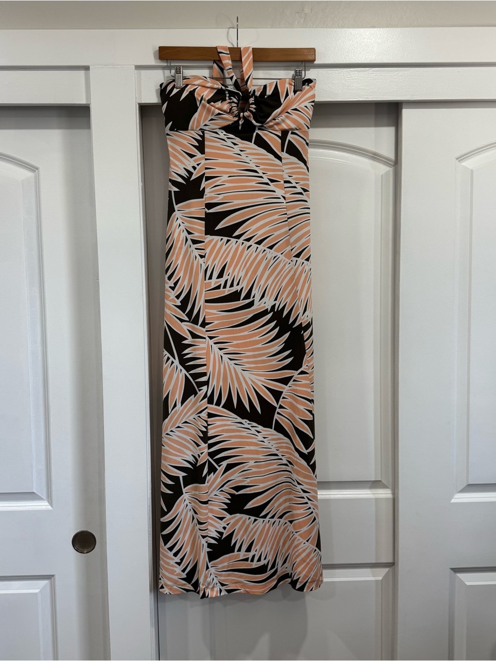 Tommy Bahama Peach Palm Leaf Print Summer Maxi Dress